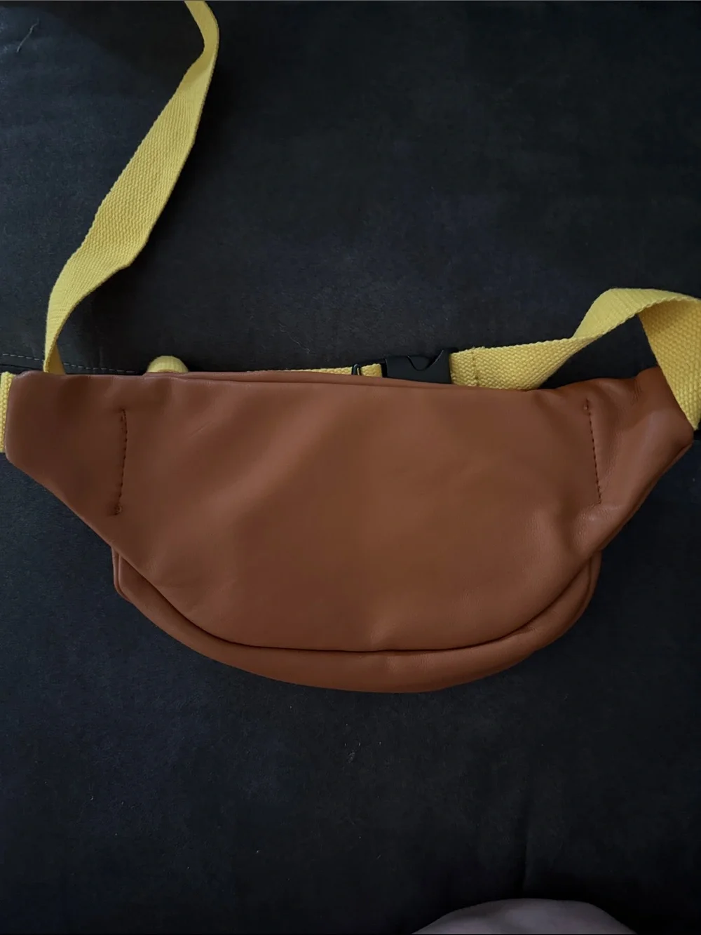 Kids Brown Animal Face Crossbody Bag with Yellow Strap and Bow